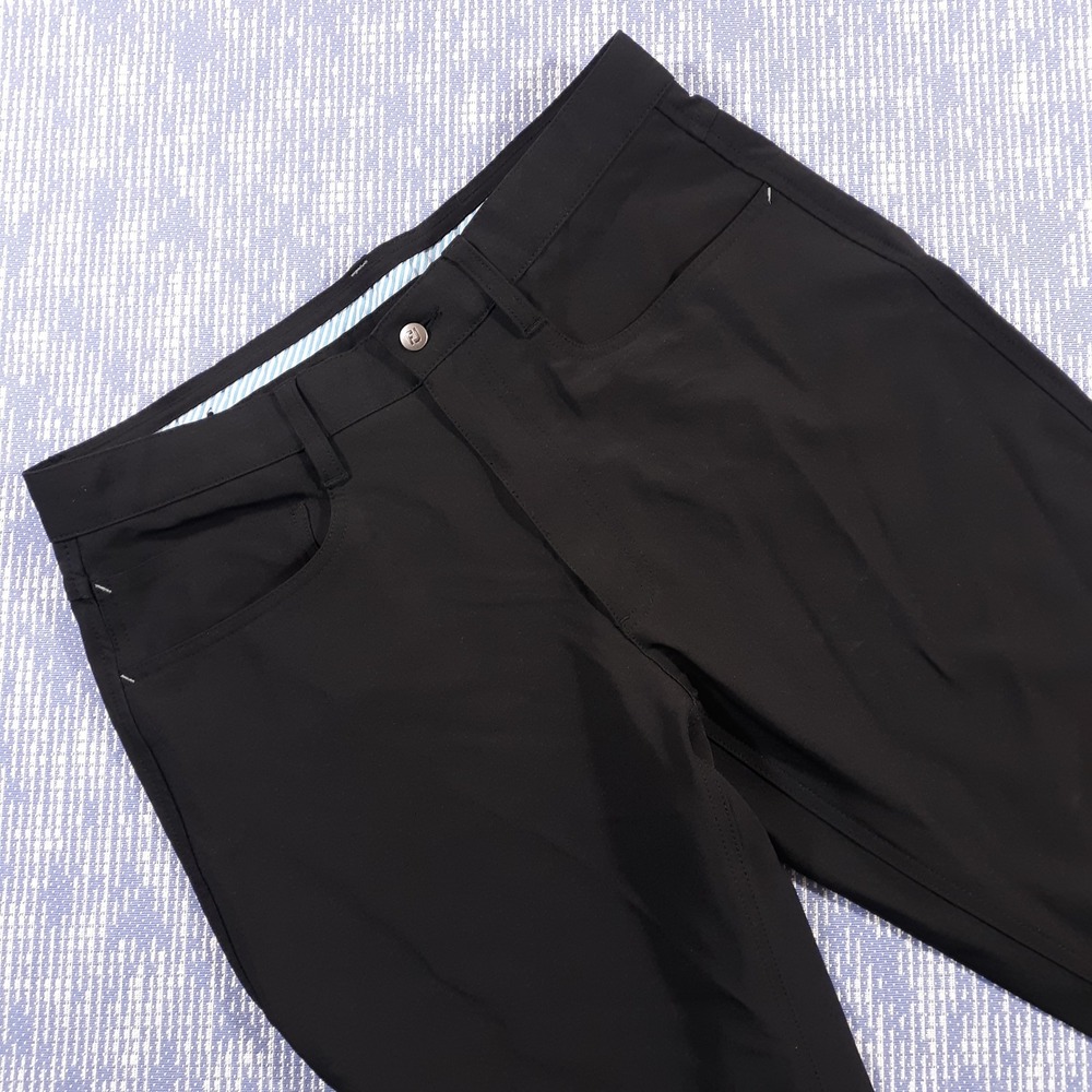 Footjoy Golf Pants Mens Waist 32 Inseam 32 Black Flat Front Chino